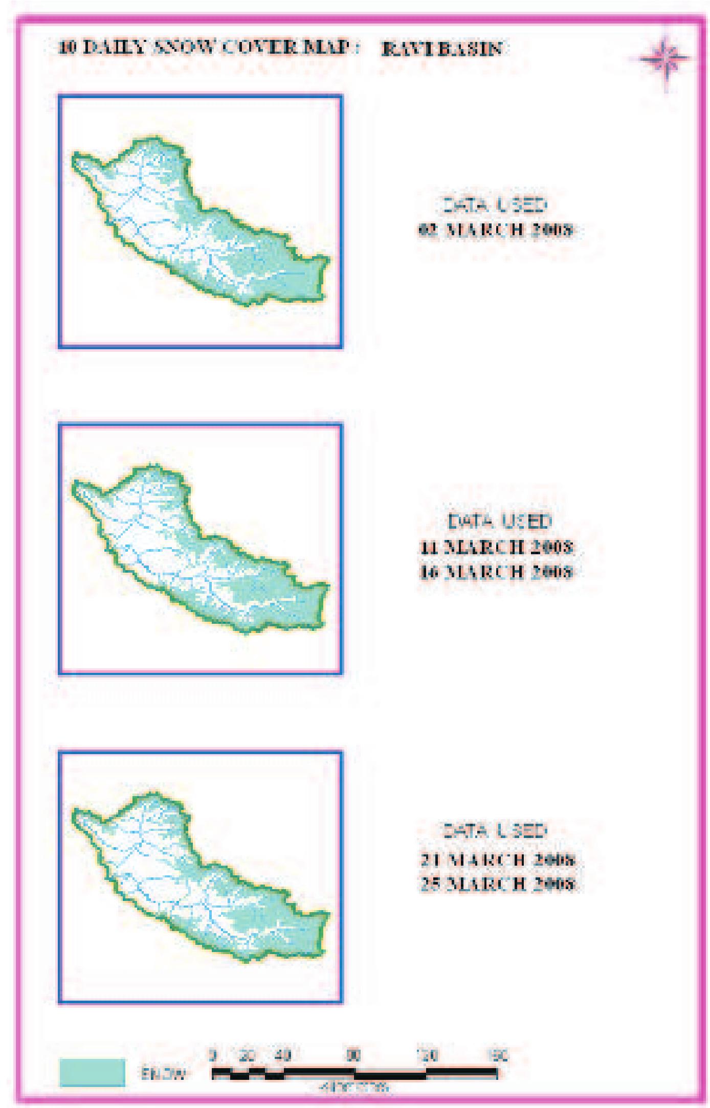 Figure 25: 10 Daily Snow cover maps of Ravi Basin 
