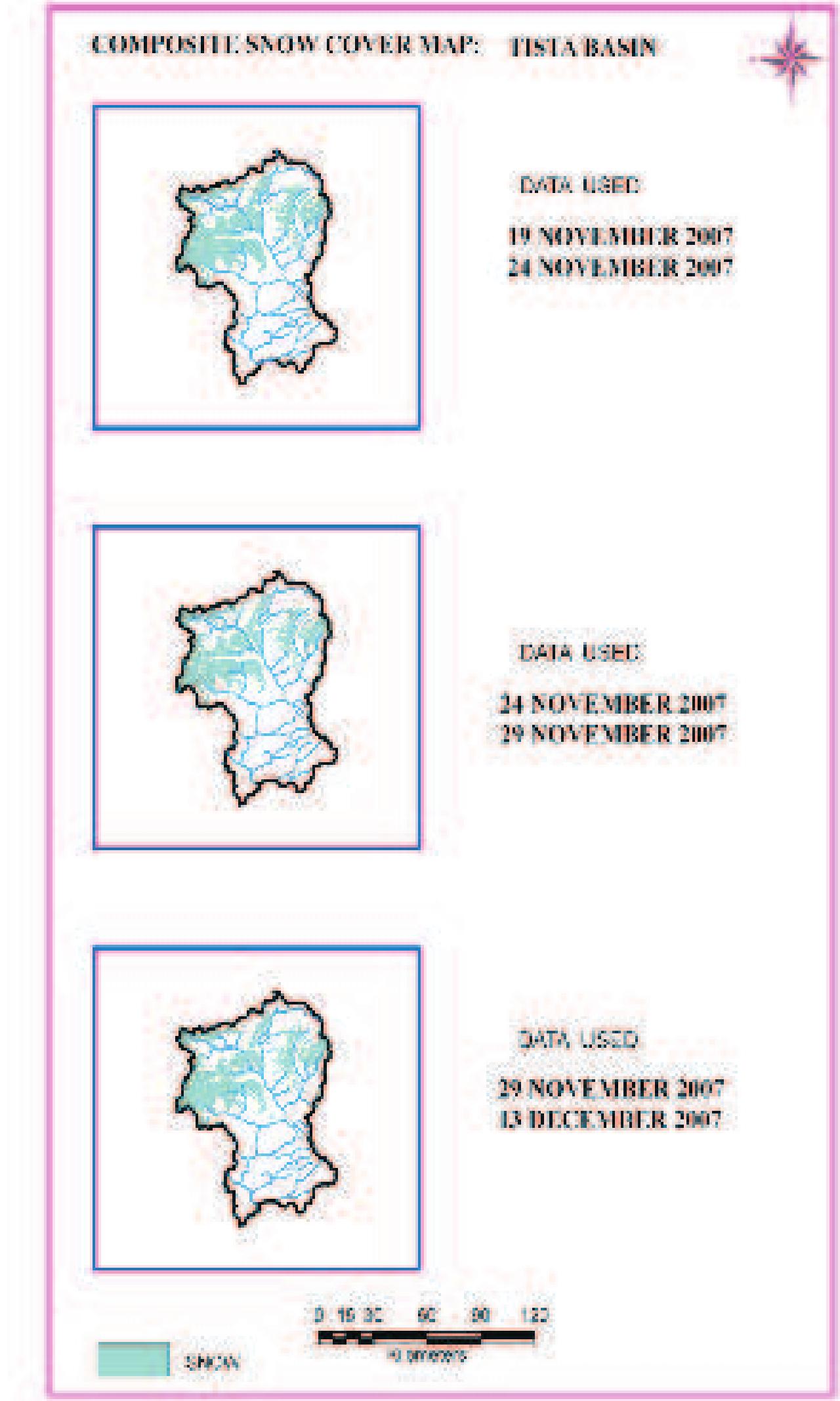 Figure 31: 10 Daily Snow cover maps of Tista Basin 
