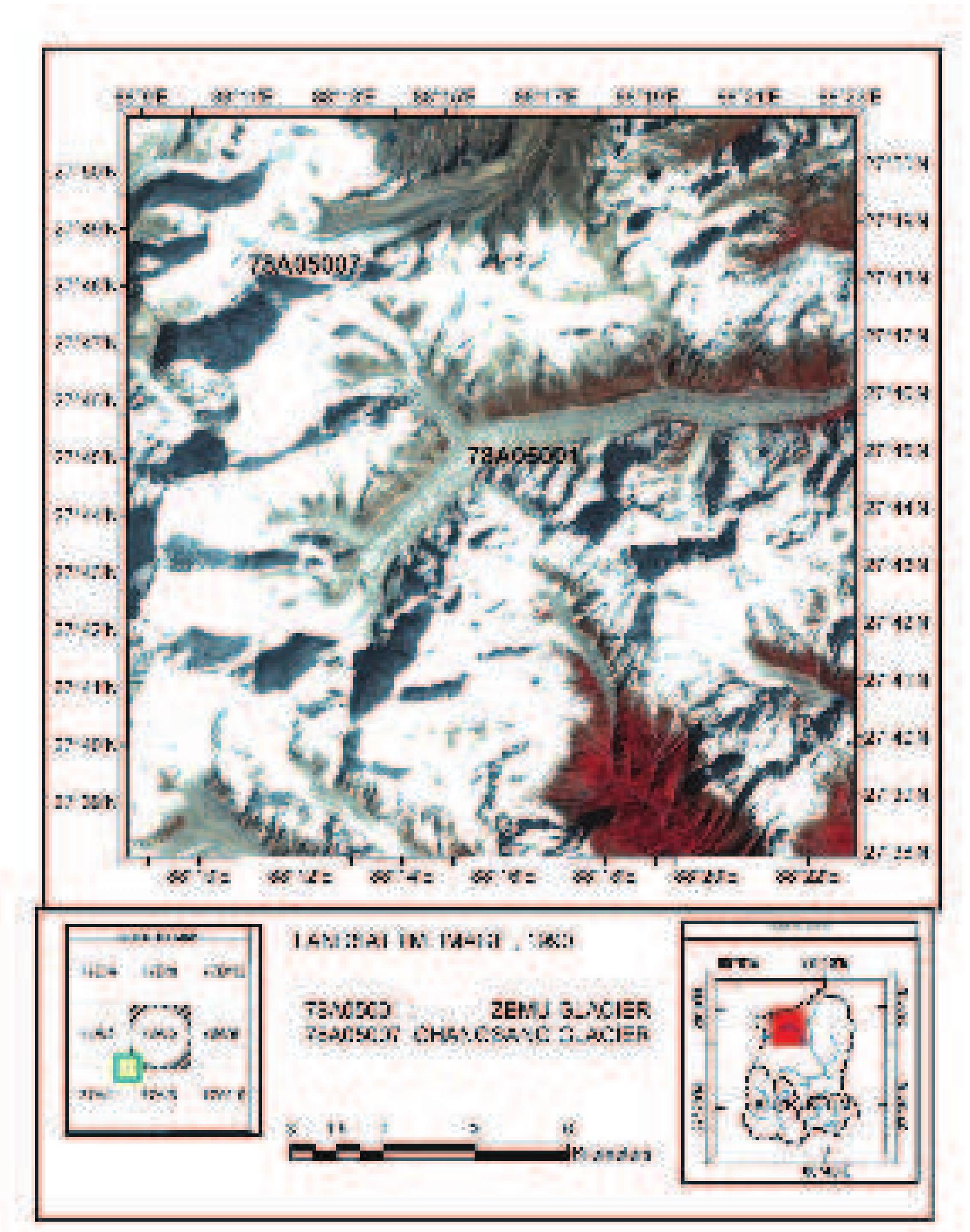 Figure 58: LANSAT TM Images of Zemu and Changsang Glaciers, 1990 