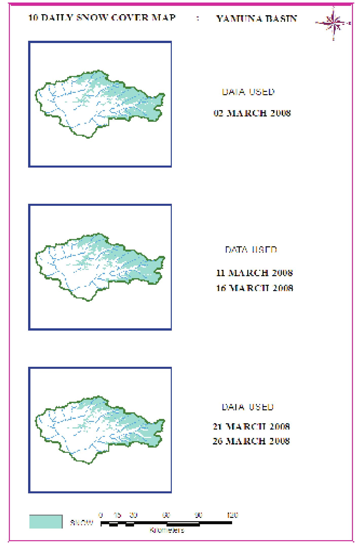 Figure 69 : 10 daily snow cover map of Yamuna basin 