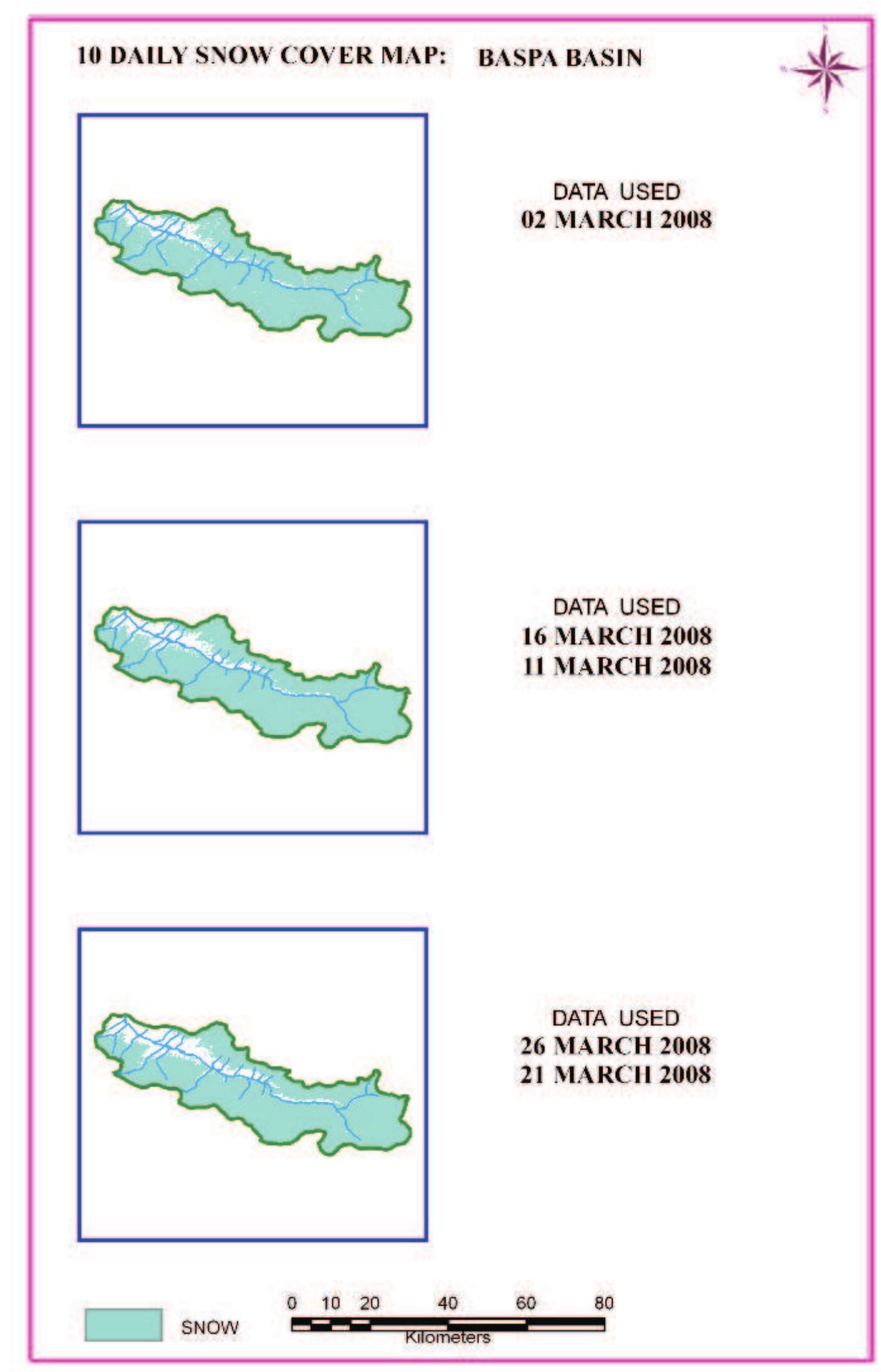 Figure 71: 10 daily snow cover map of Baspa basin 
