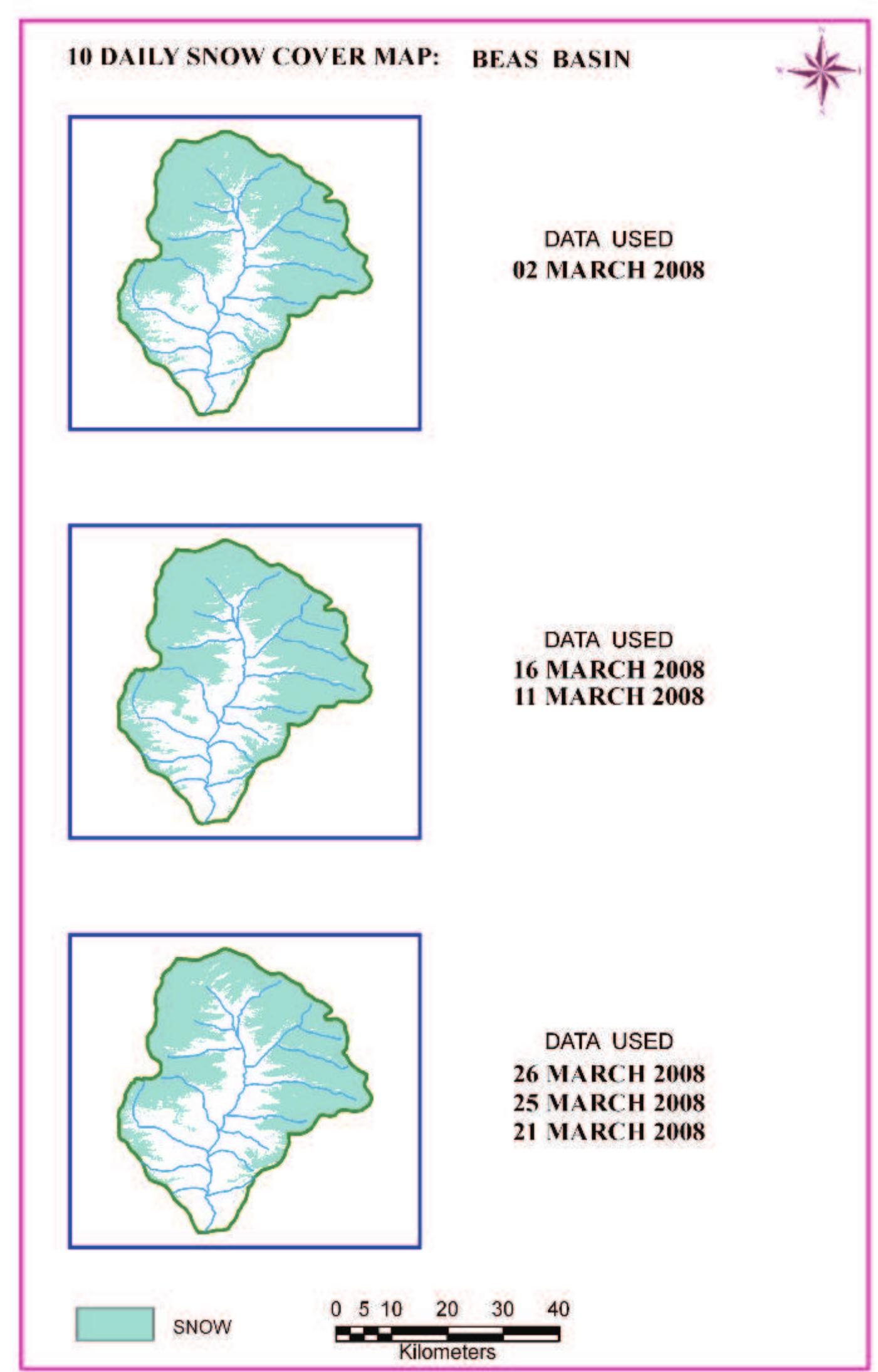 Figure 73: 10 daily snow cover map of Beas basin 