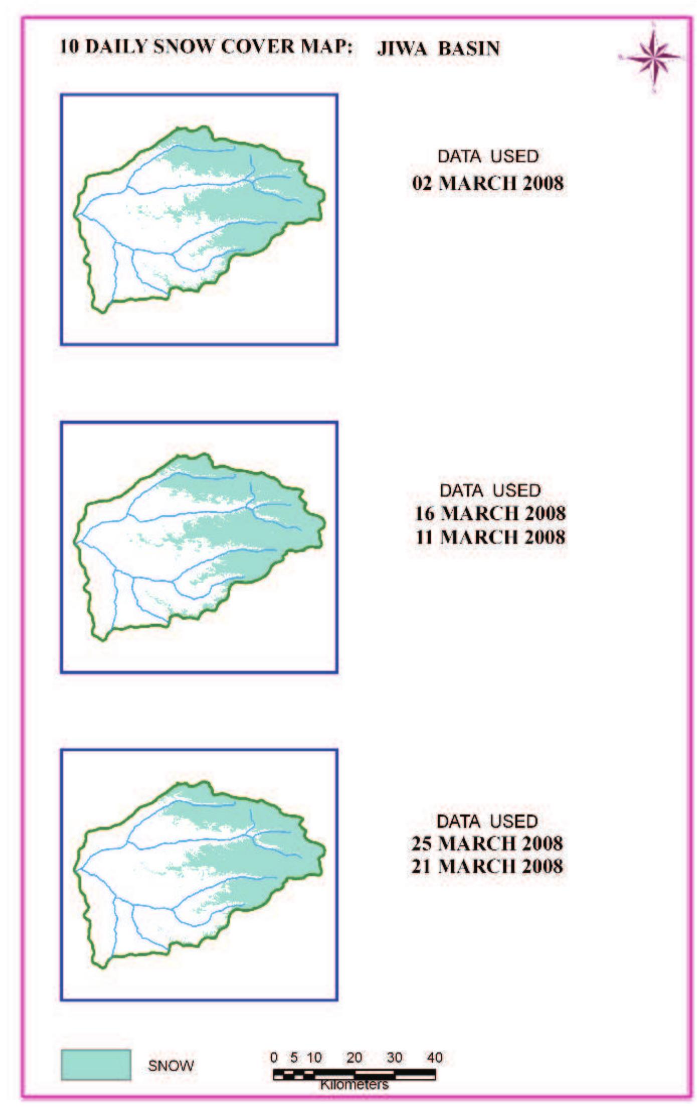 Figure 75: 10 daily snow cover map of Jiwa basin 