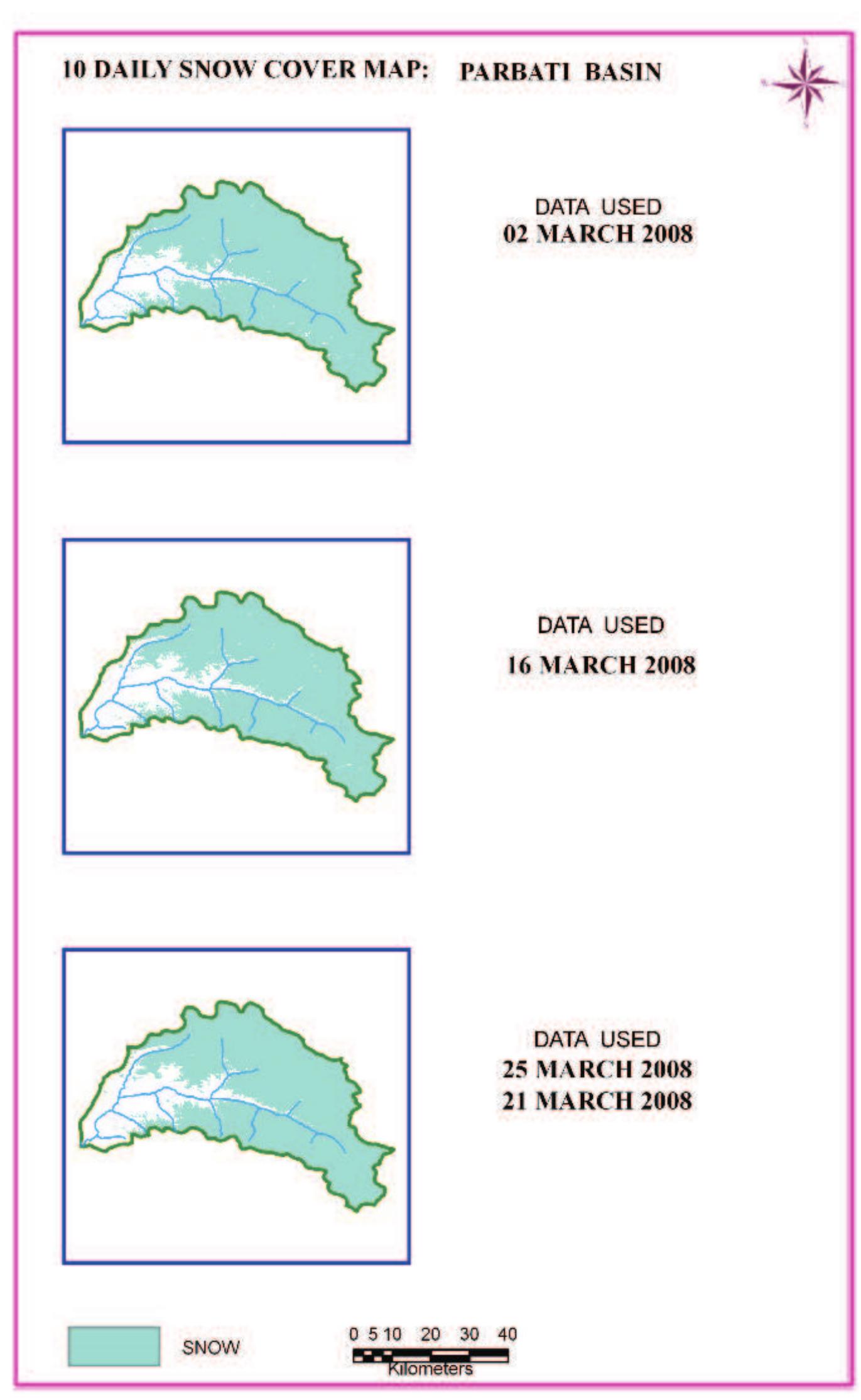 Figure 77 : 10 daily snow cover map of Parbati basin 