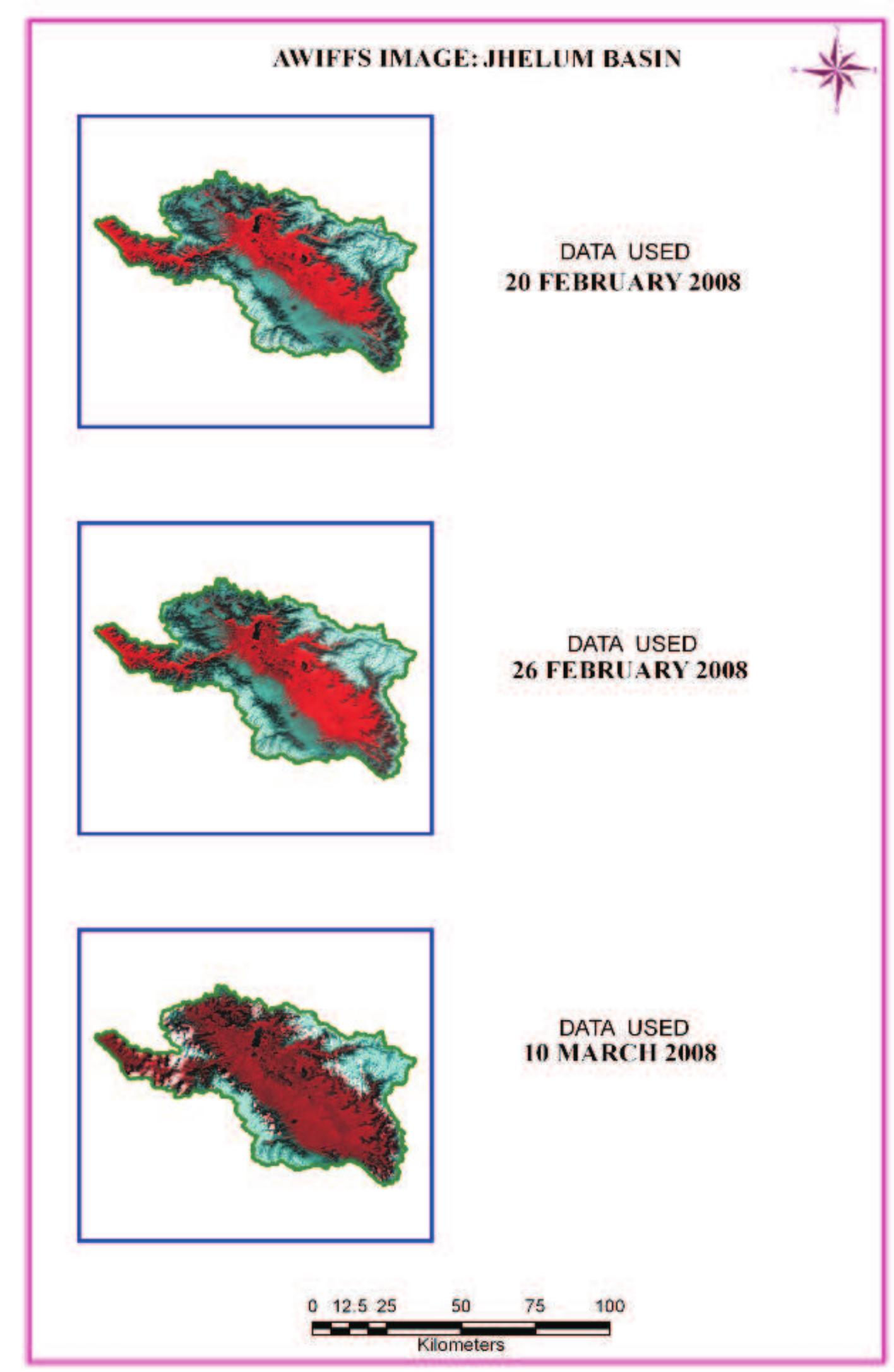 Figure 94: AWiFS image of Jhelum basin 