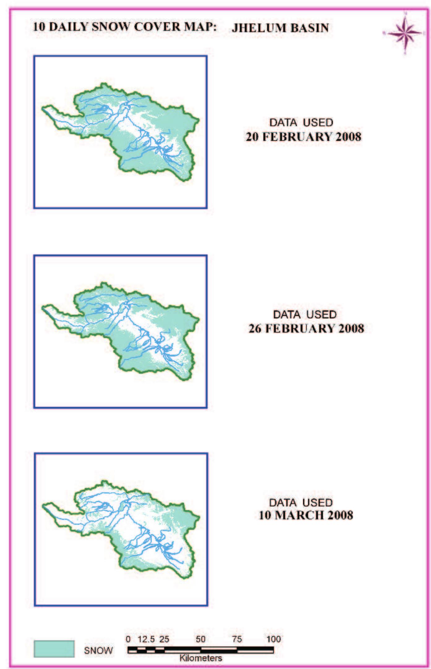 Figure 95: 10 daily snow cover map of Jhelum basin 