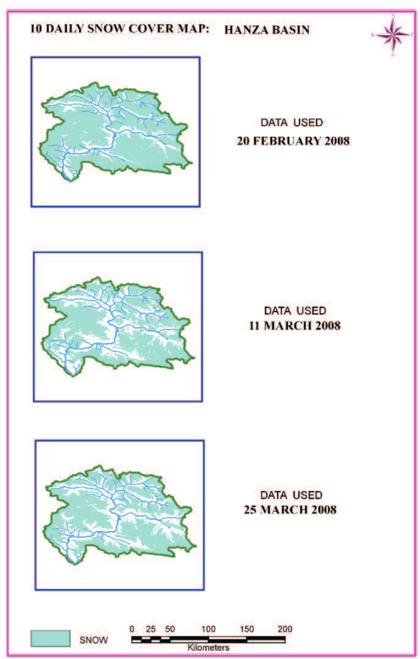 Figure 105 : 10 daily snow cover map of Hanza basin 