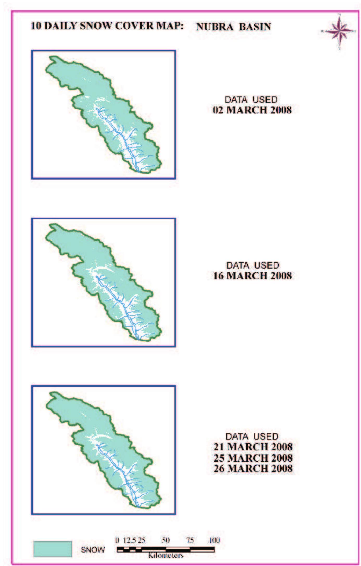 Figure 107: 10 daily snow cover map of Nubra basin 