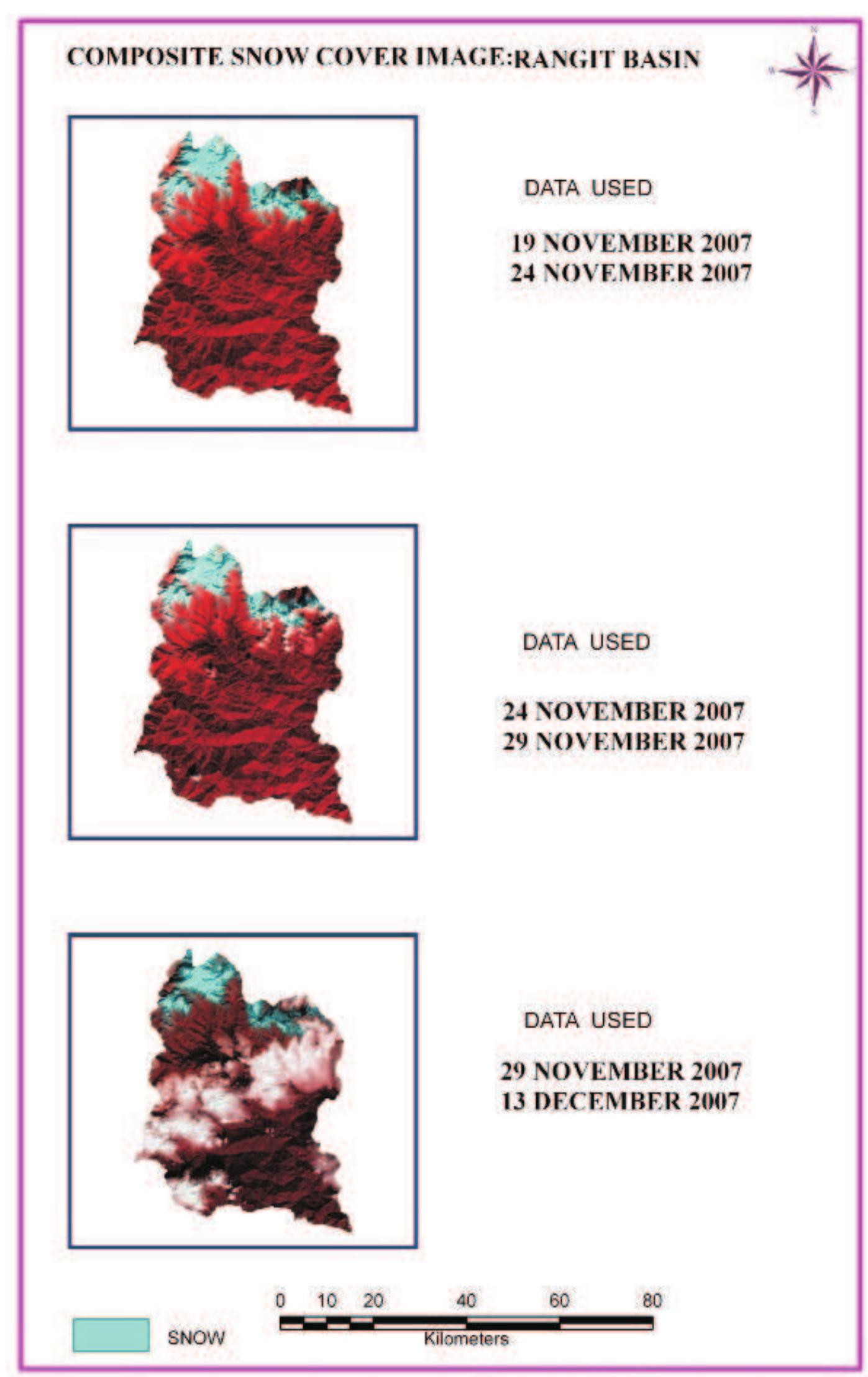 Figure 114: Composite snow cover image of Rangit basin 
