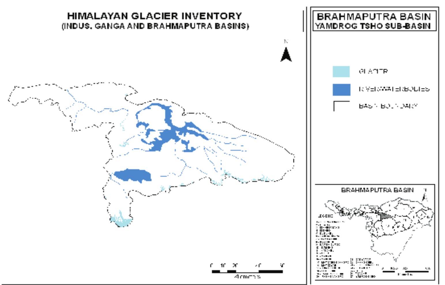 Figure 189: Inventory maps of Yamdrog Tsho Sub-basin  Figure 188: Inventory maps of Tsachu Sub-basin 