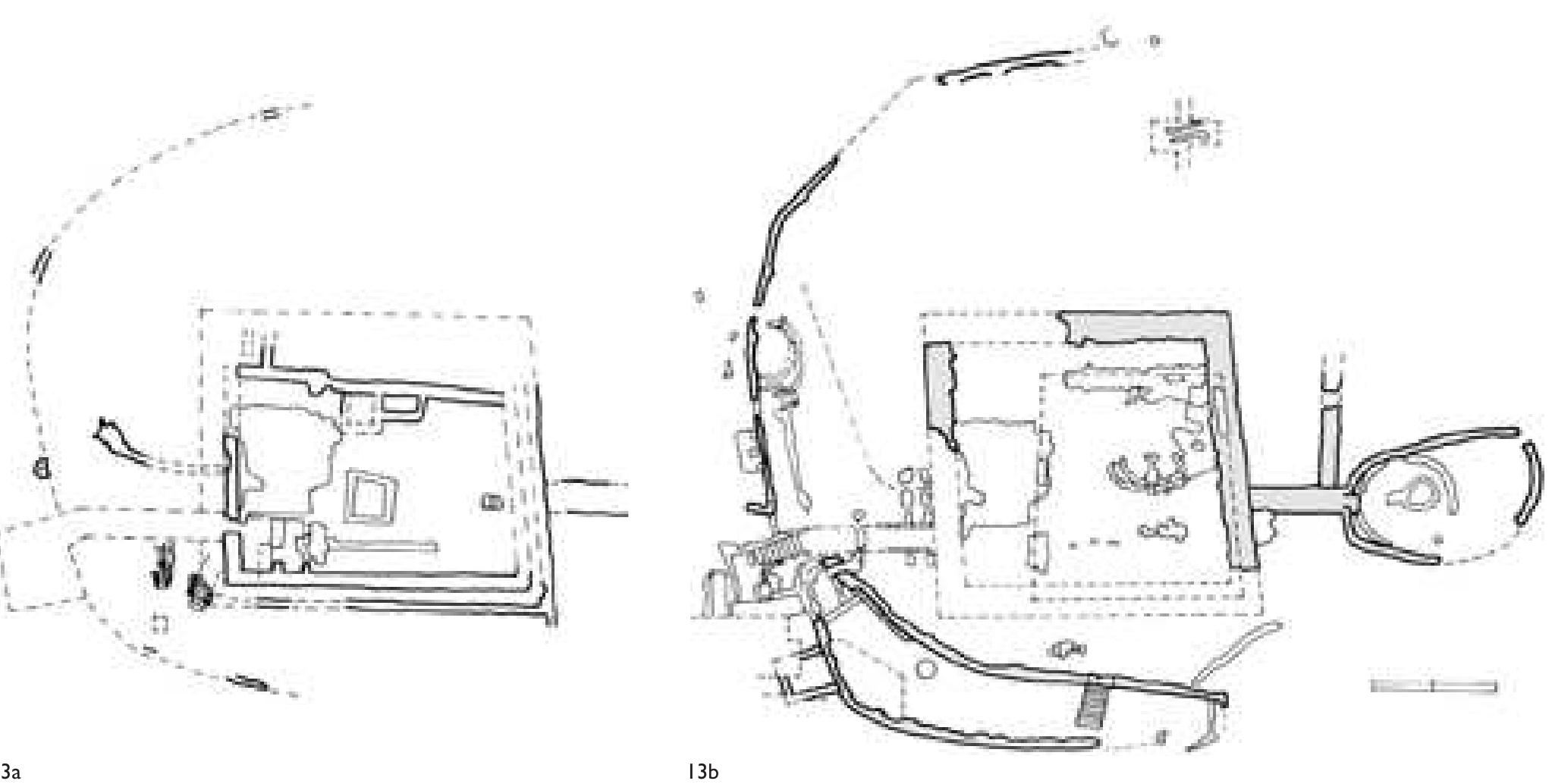 and Ib, located near the southeastern cornet of the upper platform, cut through the lowe! platform of the temple complex to a well. The well, although not found in the phase | remains, was assumed to have existed from its presence on the very spot in temple phases II and Ill (Potts 1990a: 168-172). The most significant feature of temple Il was  the stone-lined well complex (6m x 4-5m) situated on the western side of the huge oval-shaped lower platform, which was accessed from a trapezoidal upper terrace about 7m above it through a |5m long and 2.5m wide staircase of nearly thirty steps. The well complex built over a natural spring was divided into two sections; the staircase ended in an anteroom (4m x 2.5m) — the walls still preserved to a height of 3m, which gave access to the spring room, where the water stood to a depth of |.5m. Temple  lll was completely different from temples | and II in form and organisation; from what  is left of this phase, the temple appears to have been a square of about 38m on its sides, with a well chamber incorporated  on the southeastern corner of the temple  Ill platform (Potts 1990a: 201-207).  the Jahiliyya period (Wensinck in Hawting 1980: 50). The close parallel between the myth of the serpent guarding the ‘well of th Kacbah’ and the lore where snakes guard th entrance to the temple of the idol Jurnan  in Izki, further supports the prevalence  of the ideas of guarded sanctuary and the navel across Arabia, and a knowledge of such associations in Omani mythology.  We shall return to the permeation of this idea of the guarded or defended sanctuary in Interior Oman in Chapter 9 as we discuss the bumah. It is also clear from the above discussion that any natural spring such as the one associated with Masjid al--Ayn would, since time immemorial,  have had sacred values associated with it. 