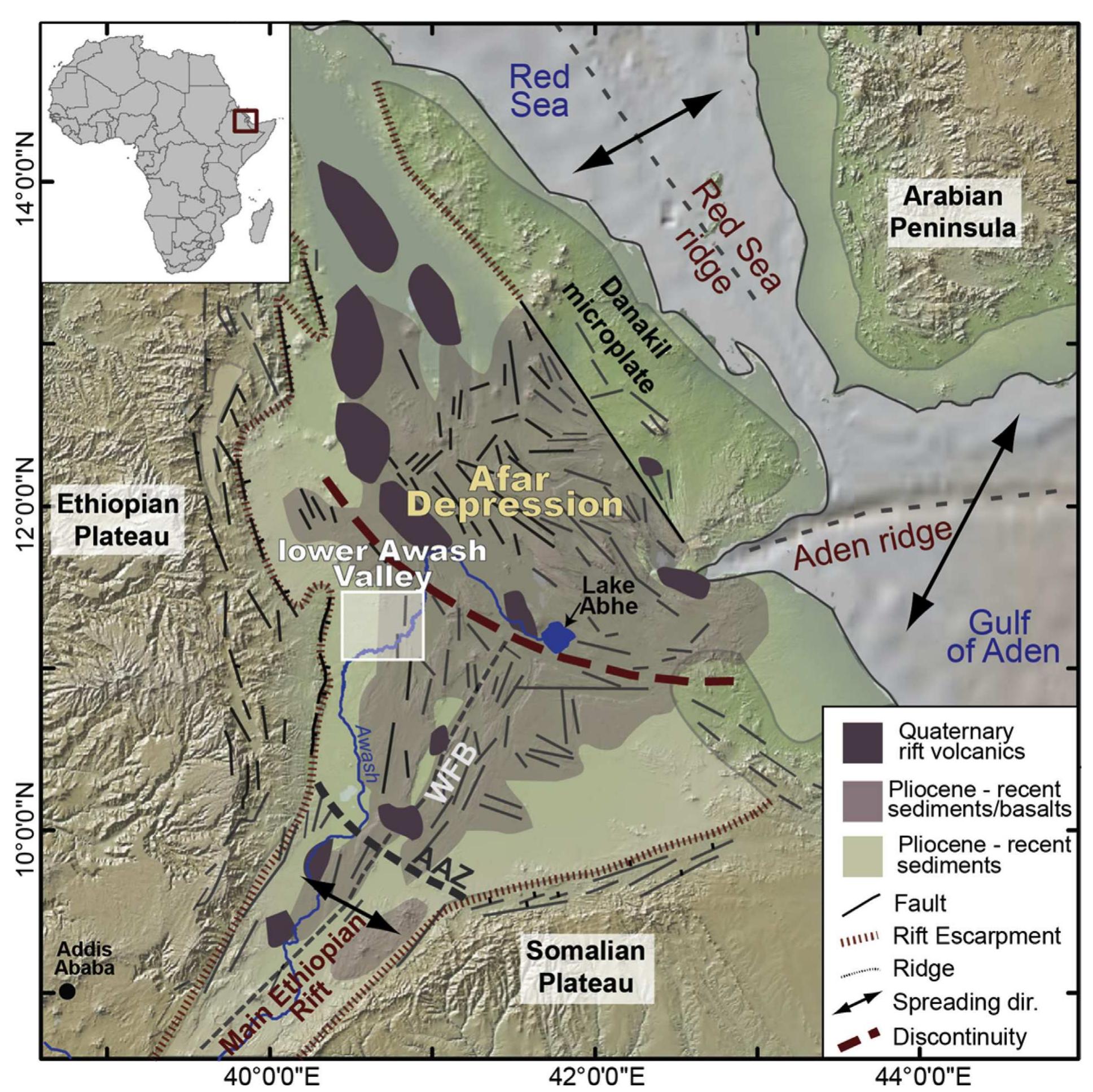 Awash Map Figure 1 - from Tephrostratigraphy and depositional