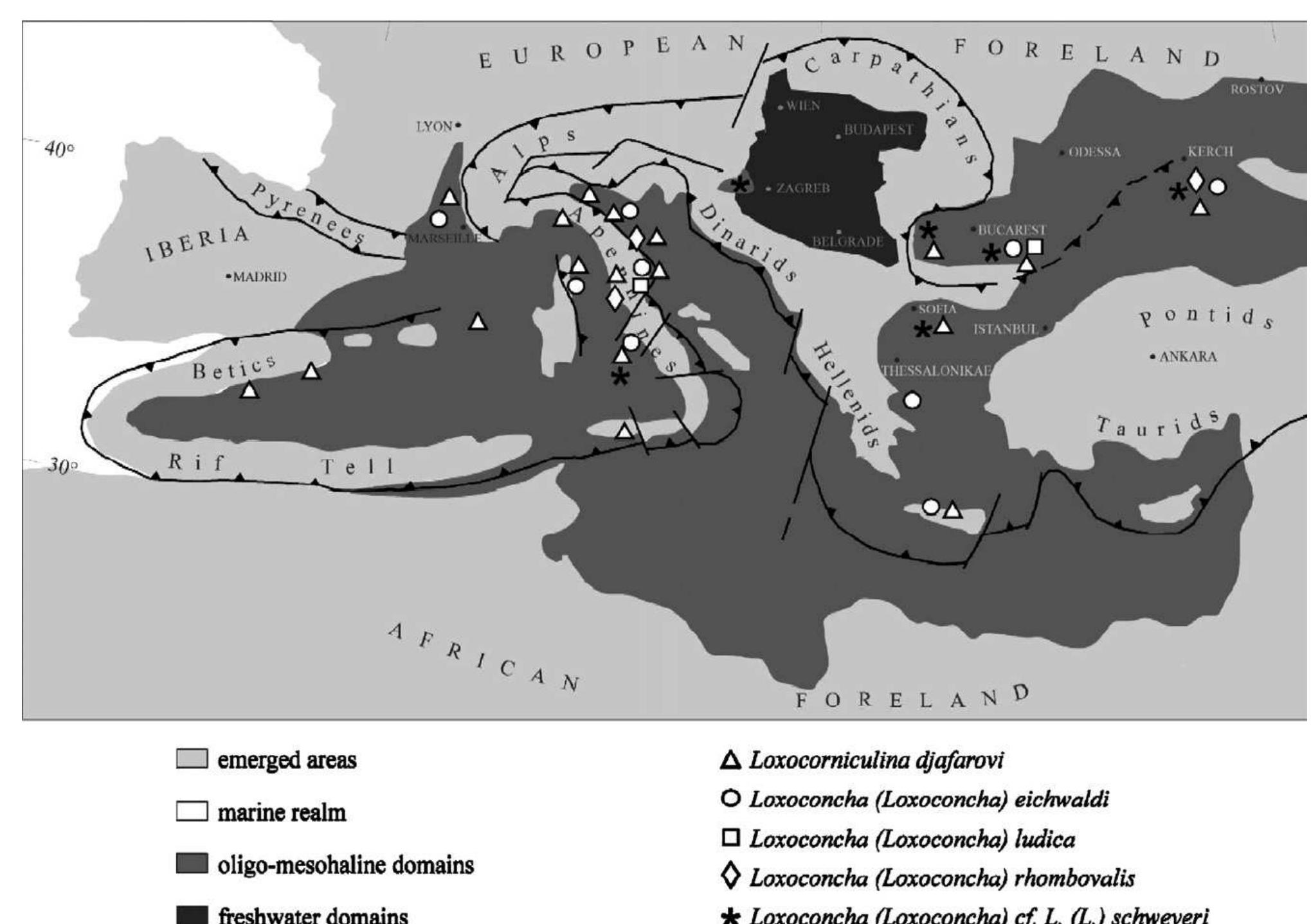 Palaeogeographic map of the palaeo-mediterranean and