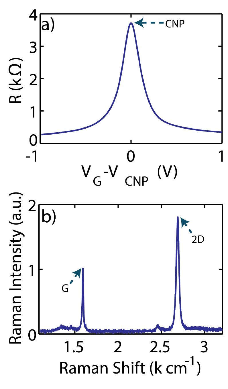 (a) schematic of the graphene sample on a substrate with