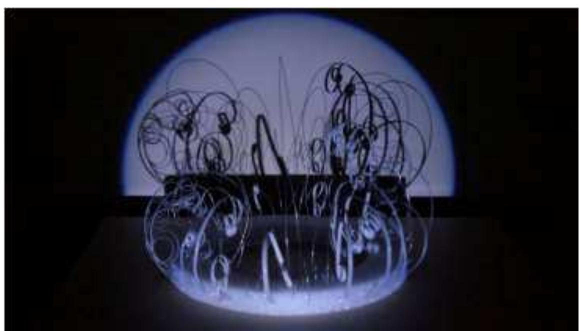dynamics with three-dimensional path.  Figure 10: 3D visual score “The Butterfly Lovers”  these auditory attributes can be linked not only to the 2D path, but also the three-dimensional path in 