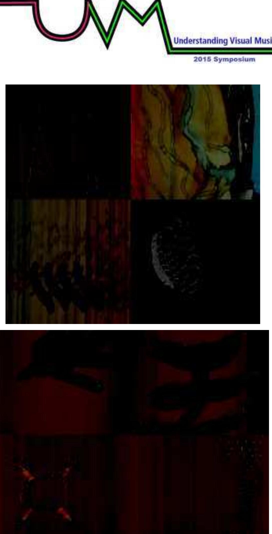 Figure 4: Four frames from Begone Dull Care. The abstract forms follow the gestures on the contrabass. Print screen. 