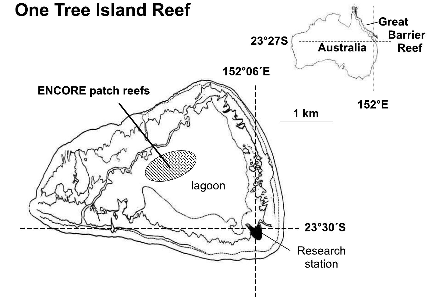 Map of location of one tree island on the southern end of