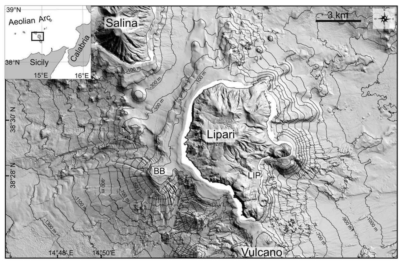 Shaded relief map of the ultra-high resolution multibeam