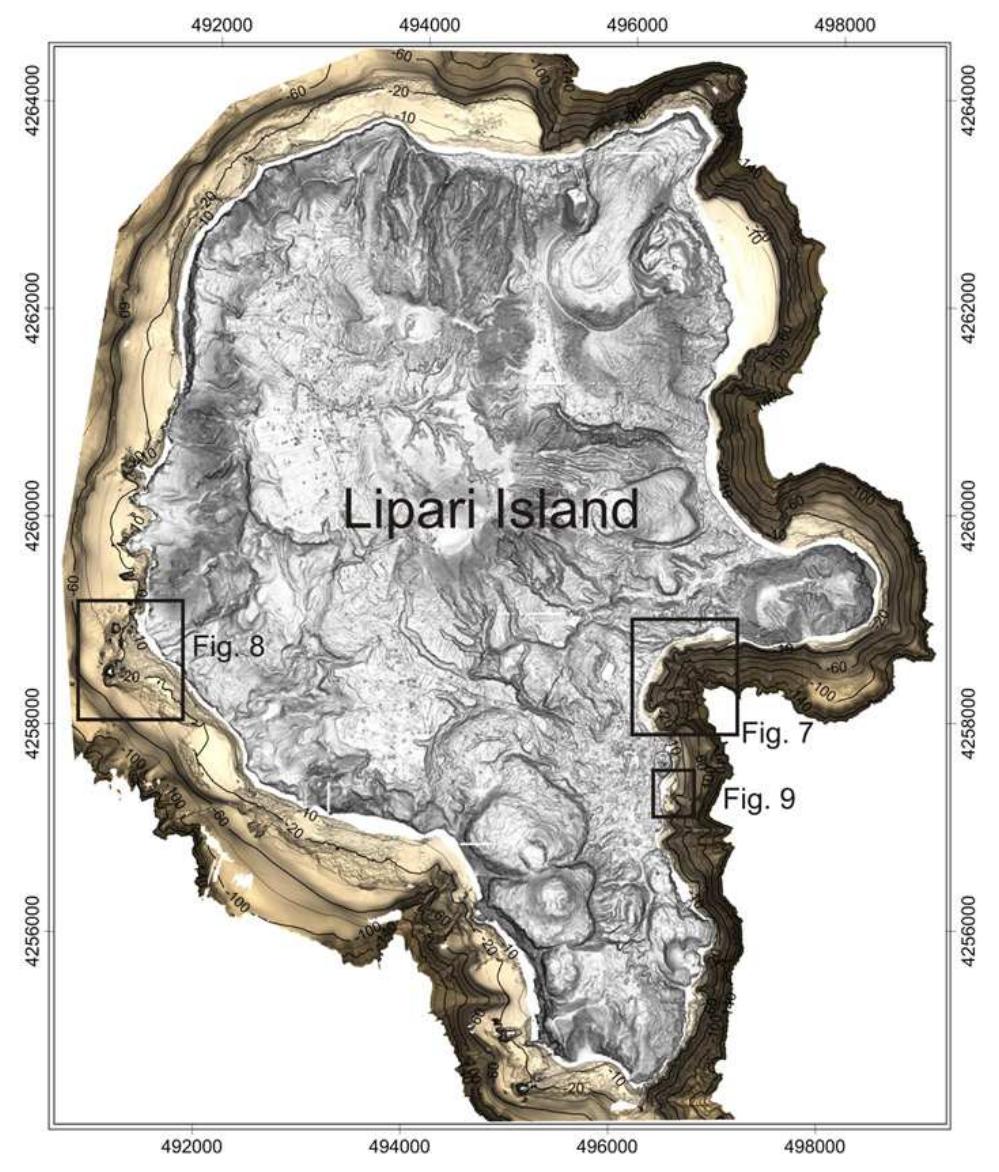 Shaded relief map of the ultra-high resolution multibeam