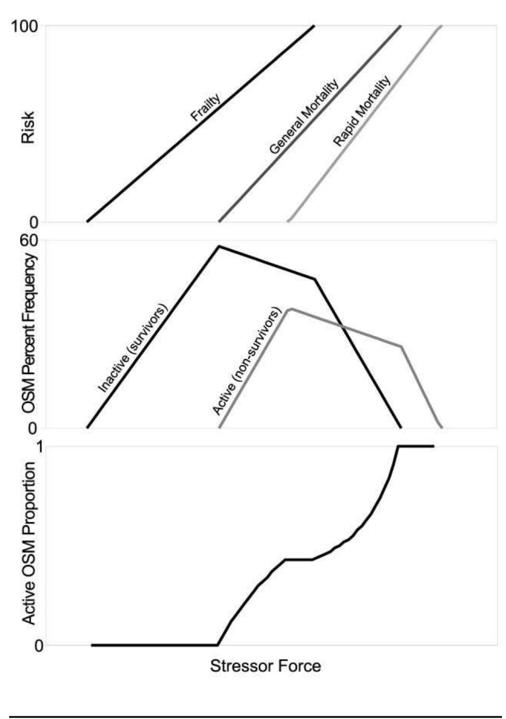 Figure 1. Linear model of stress (explanations in text). OSM = osteological stress marker. 
