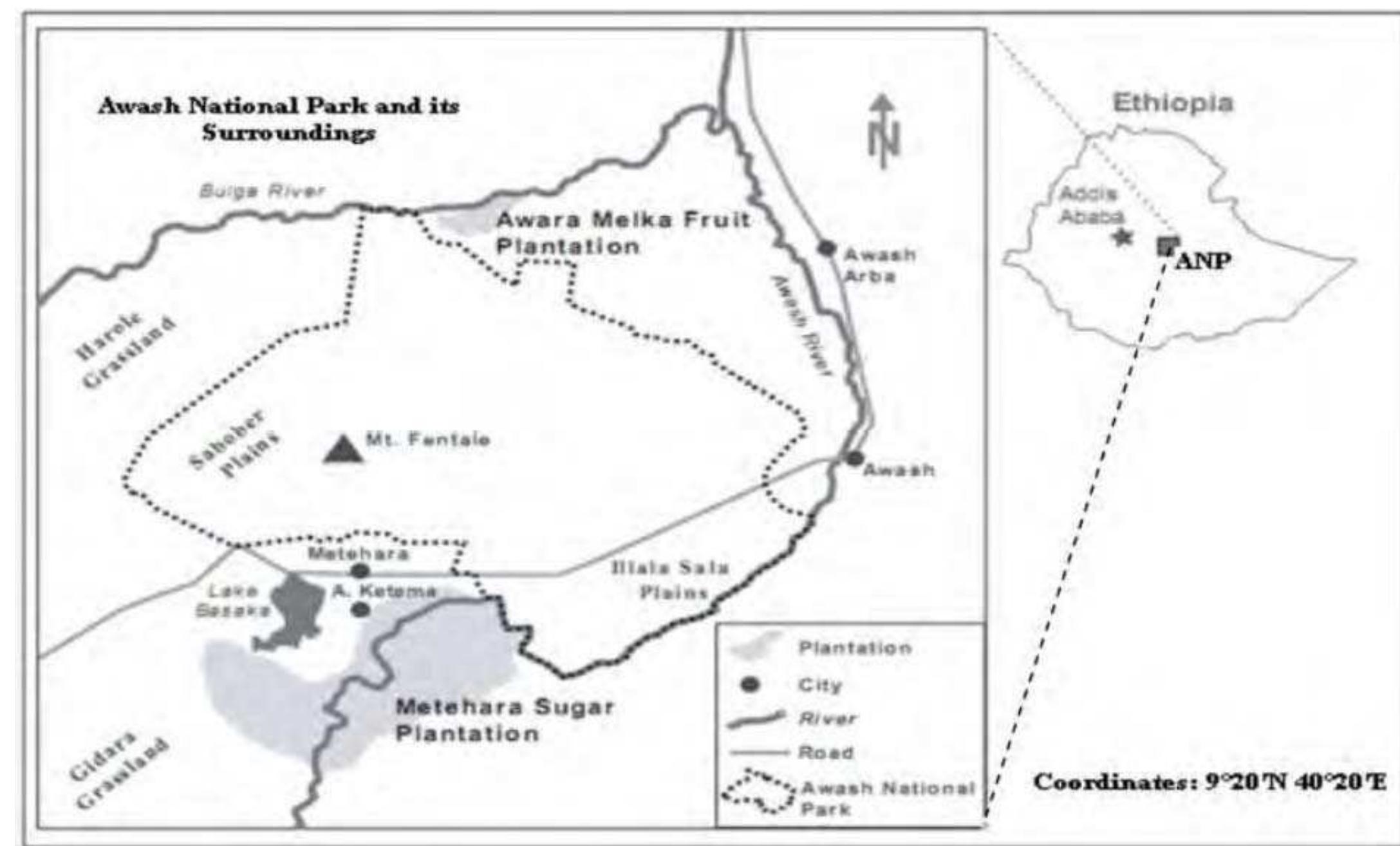 Awash Map Source: daniel 2011 fig 2: location map of awash national