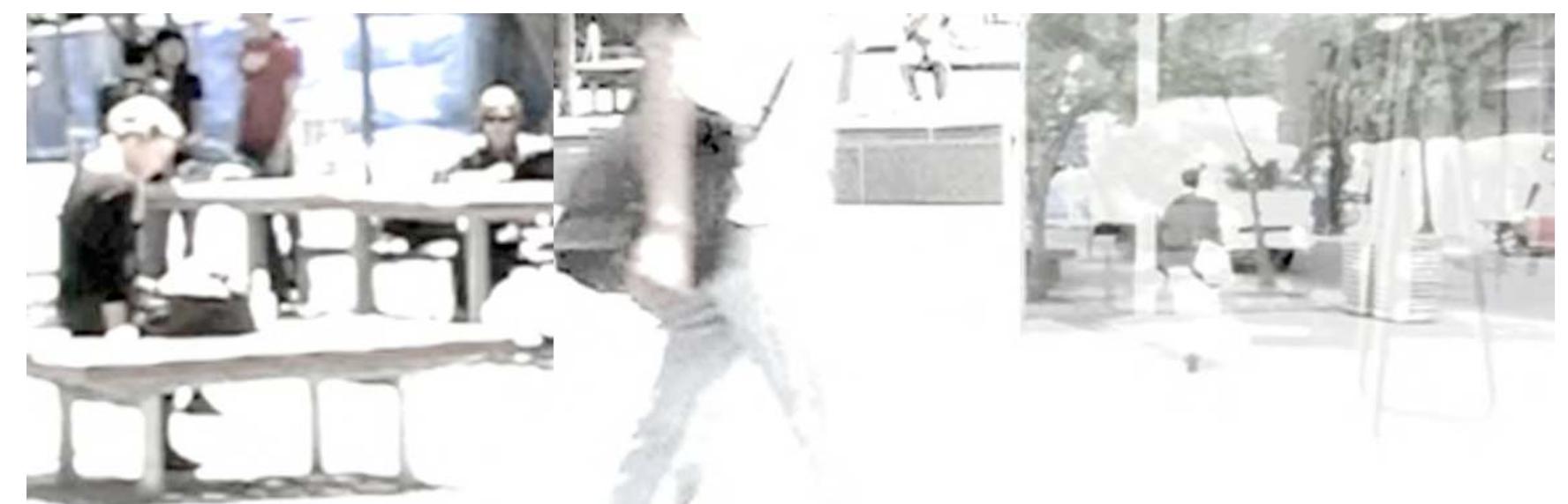 Compressing Motion Freeze frame from visual compositions (left to right): vo3,