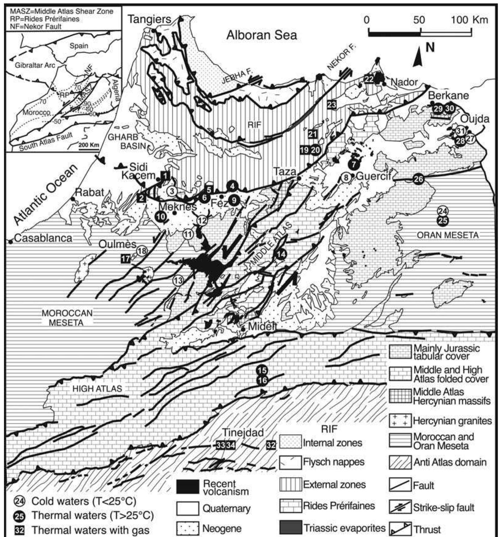 Baudin Rocks Map Schematic geological map of morocco (data from carte