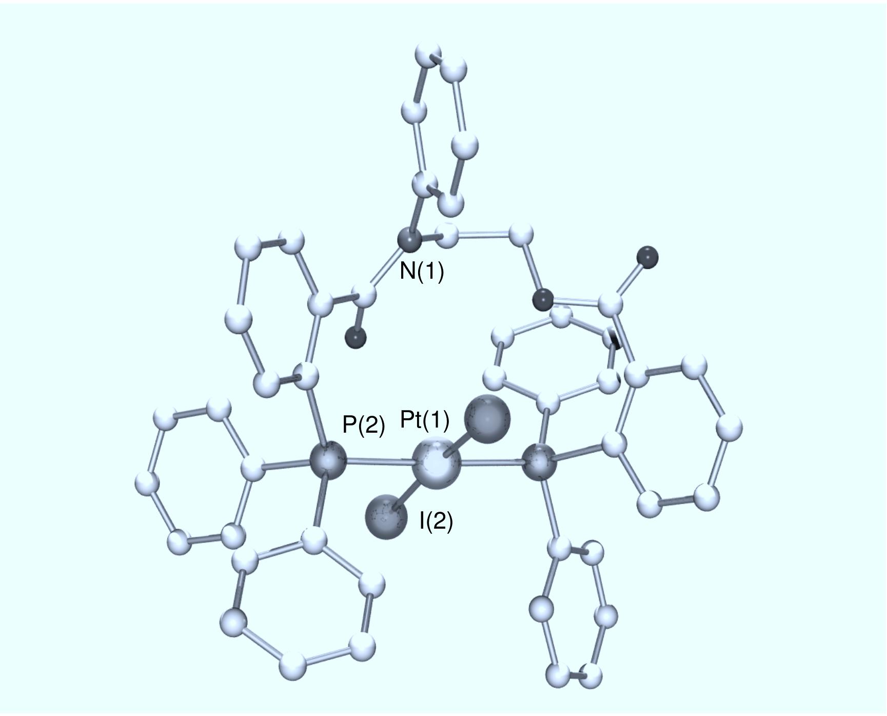 Molecular structure of the mononuclear complex 35 planar