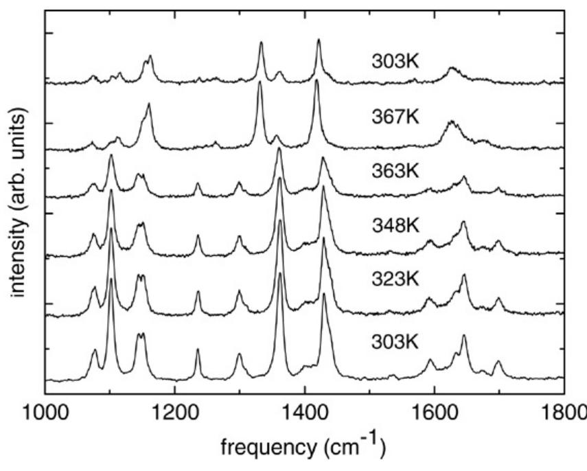 Temperature evolution of the raman spectra of mla in the