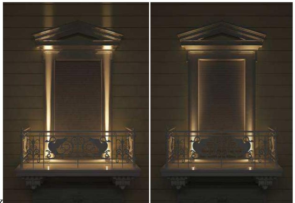 Fig. 5. Luminaire types Al & A2.  In the case of linear lighting fixtures (B1, B2), the wider the diffusion angle, the more the spreading of light in the balcony, creating a projection of the contour of the railing. Wide diffusion however raises the issue of lightpollution, 