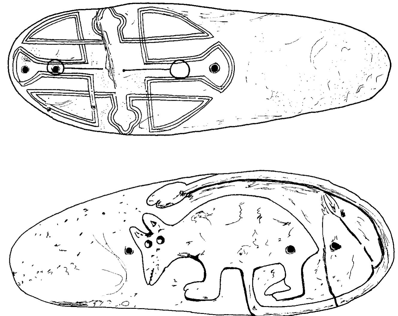 Figure 7.4. “Sandal sole” marine shell gorgets from the Glacial Kame Mortuary Com- plex, in the collection of the Ohio Historical Society. 
