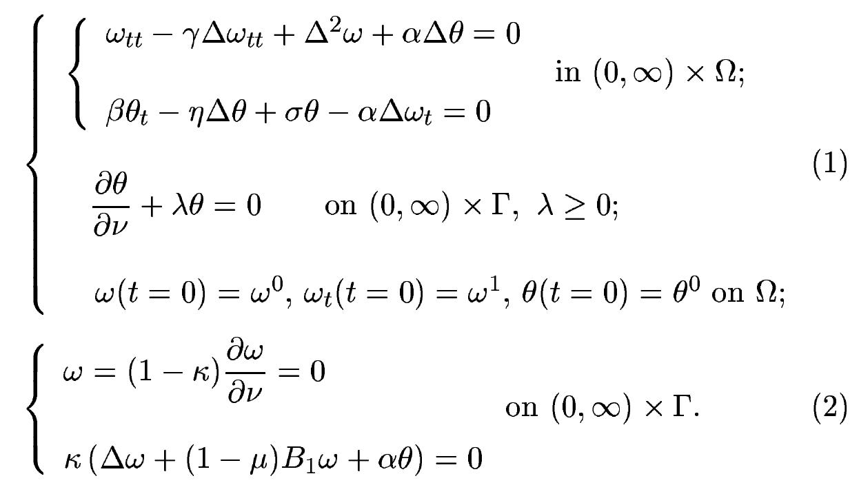 (PDF) Exponential stability of a thermoelastic system without ...
