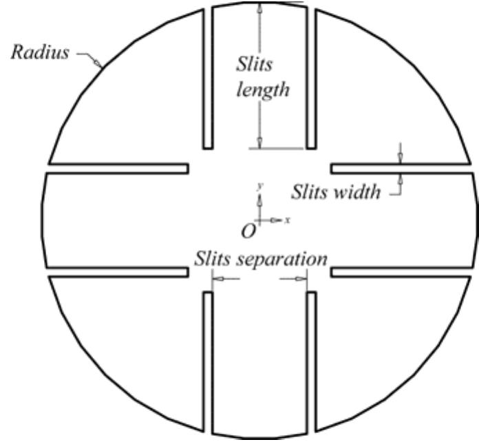 Slitted patch layout (from [7]). the stripline-based feeding
