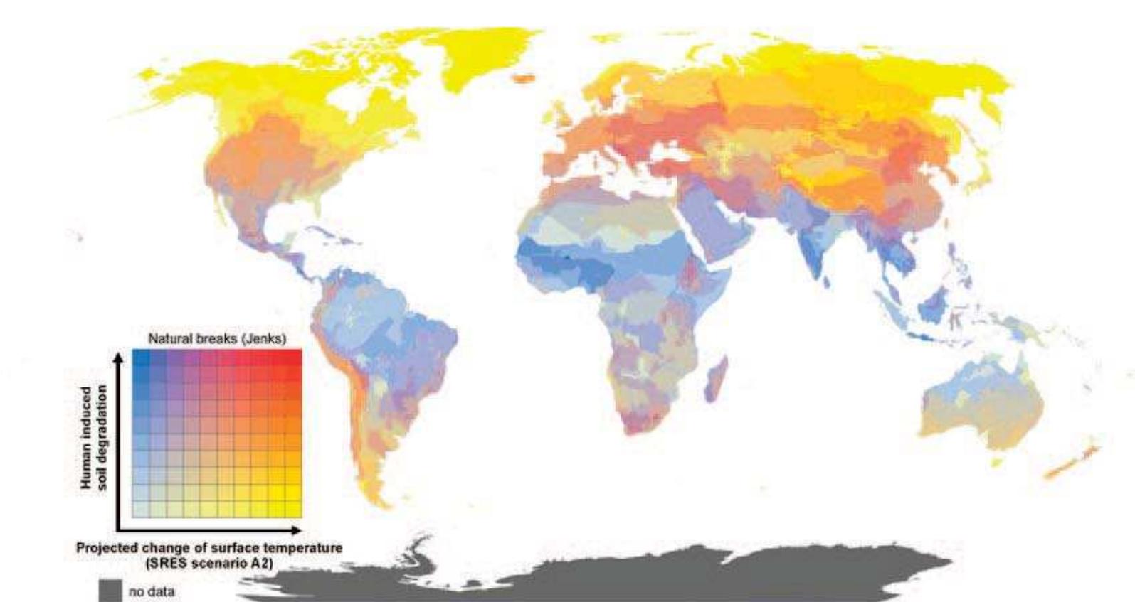 Till Matrix Choropleth bivariate map of the projected change of surface