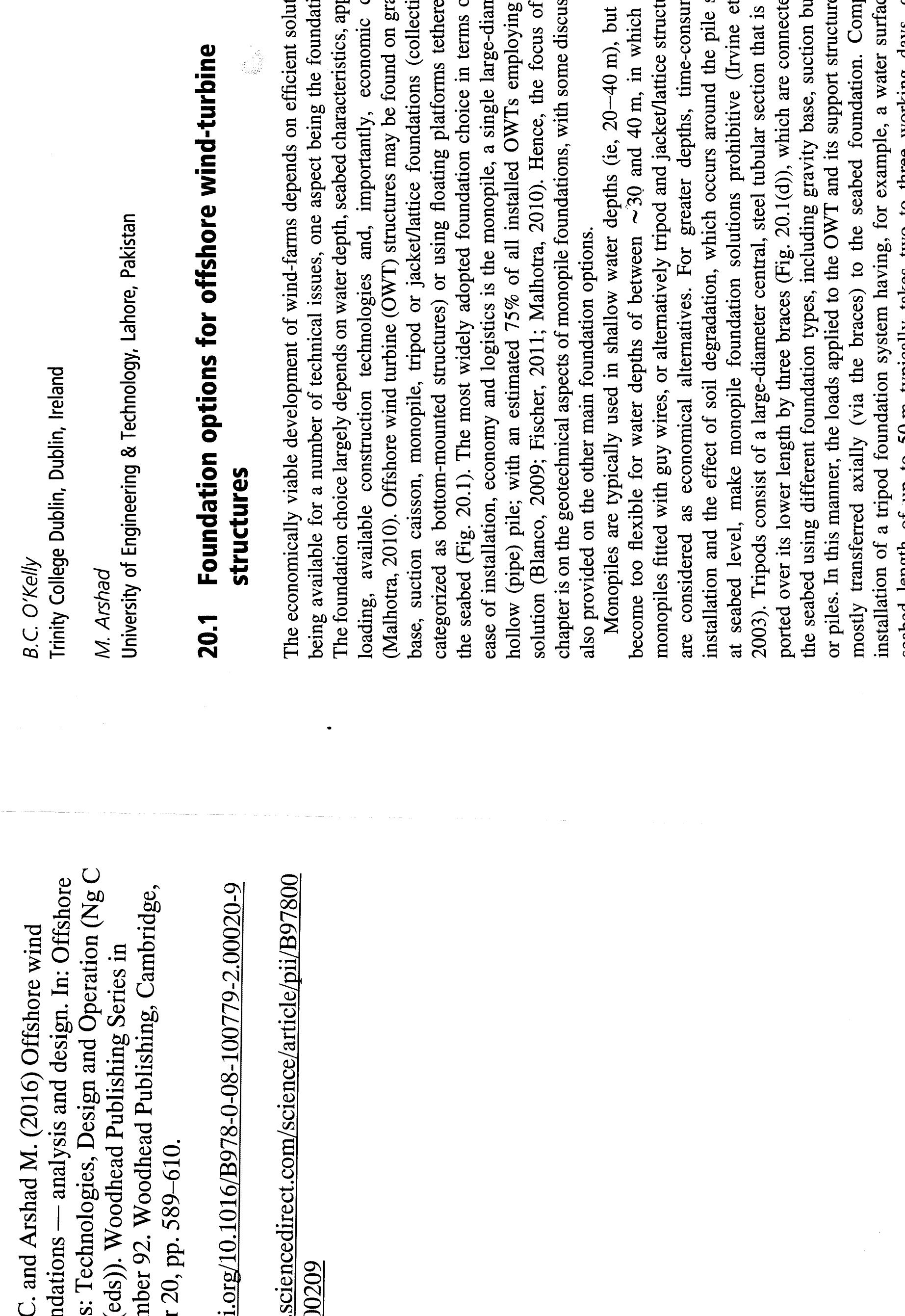 Table 1 - Offshore wind turbine foundations — analysis and