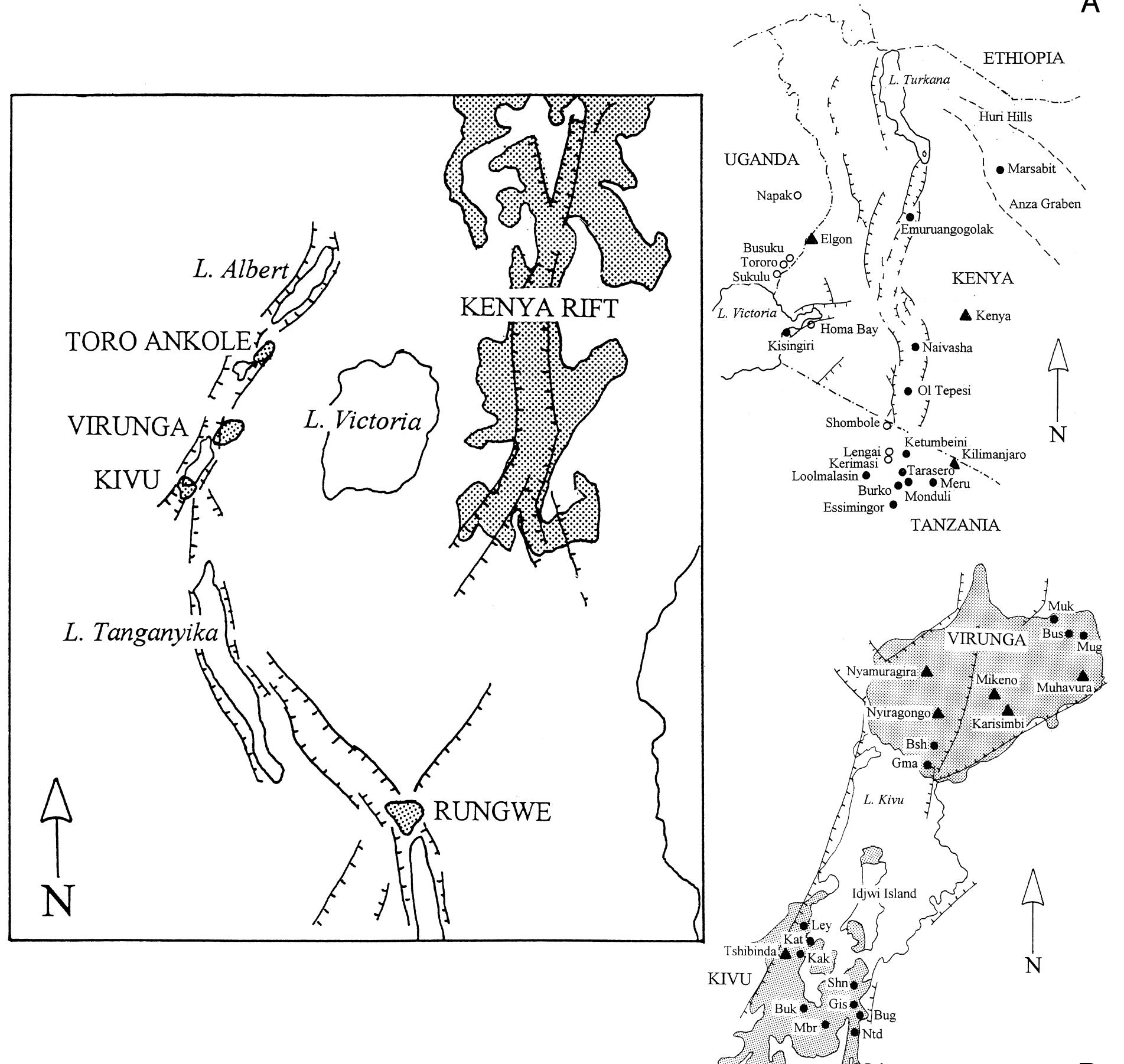 Kivu Rift Map of the east african rift system. insets show locations
