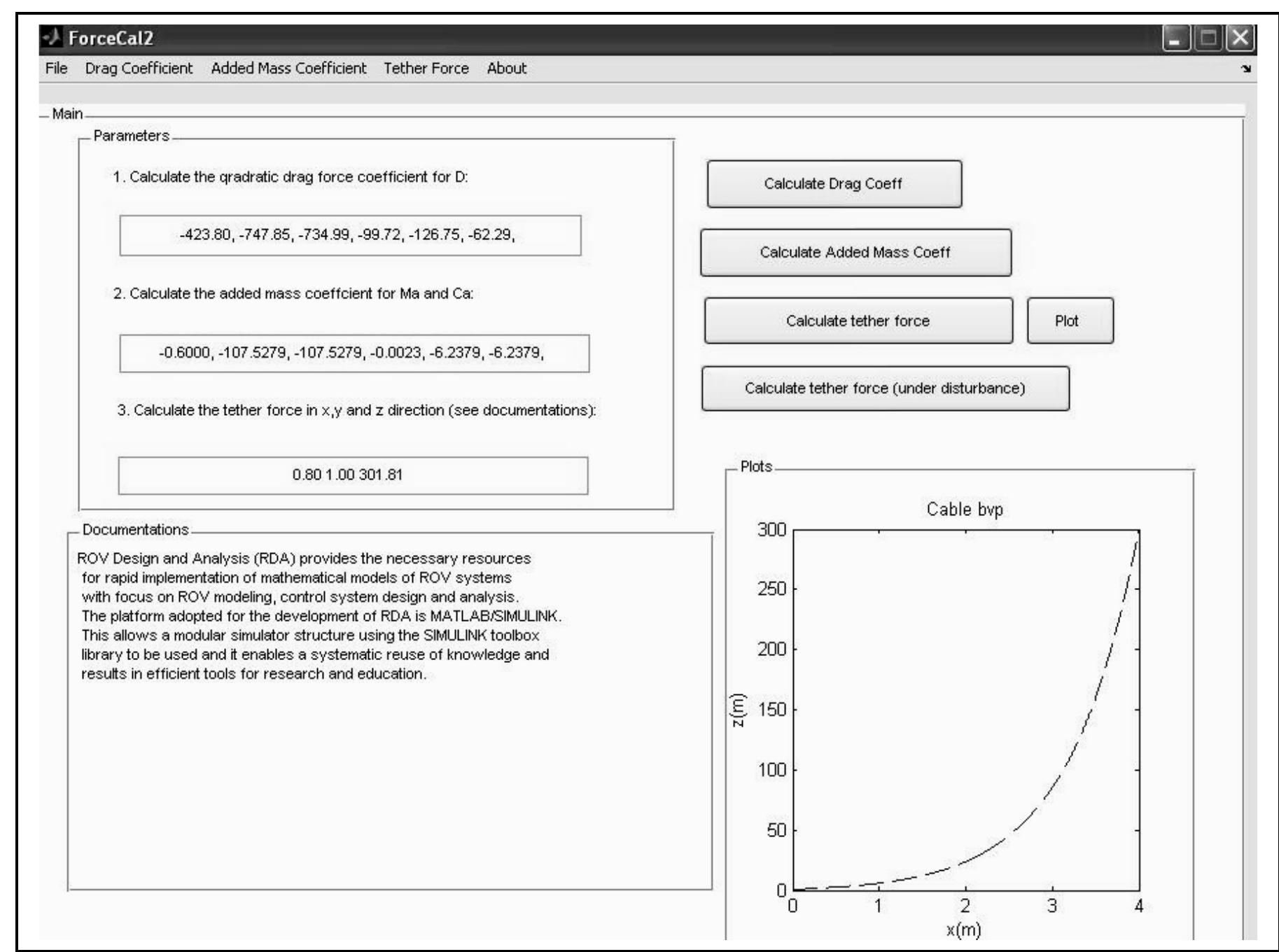 Gui to determine rov rrc ii parameters.