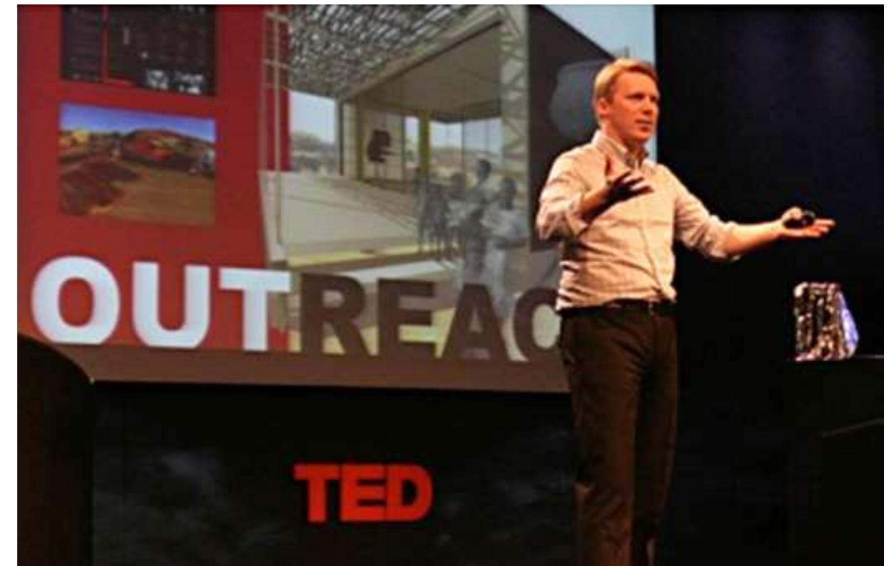 Cameron Sinclair, co-founder of Architecture for Humanity, addressing TED  effect new outcomes through discourse, connection, praxis. 