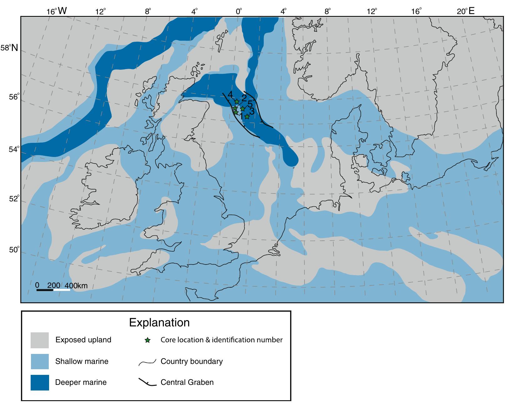 Paleogeographic map of the region at the time of kimmeridge