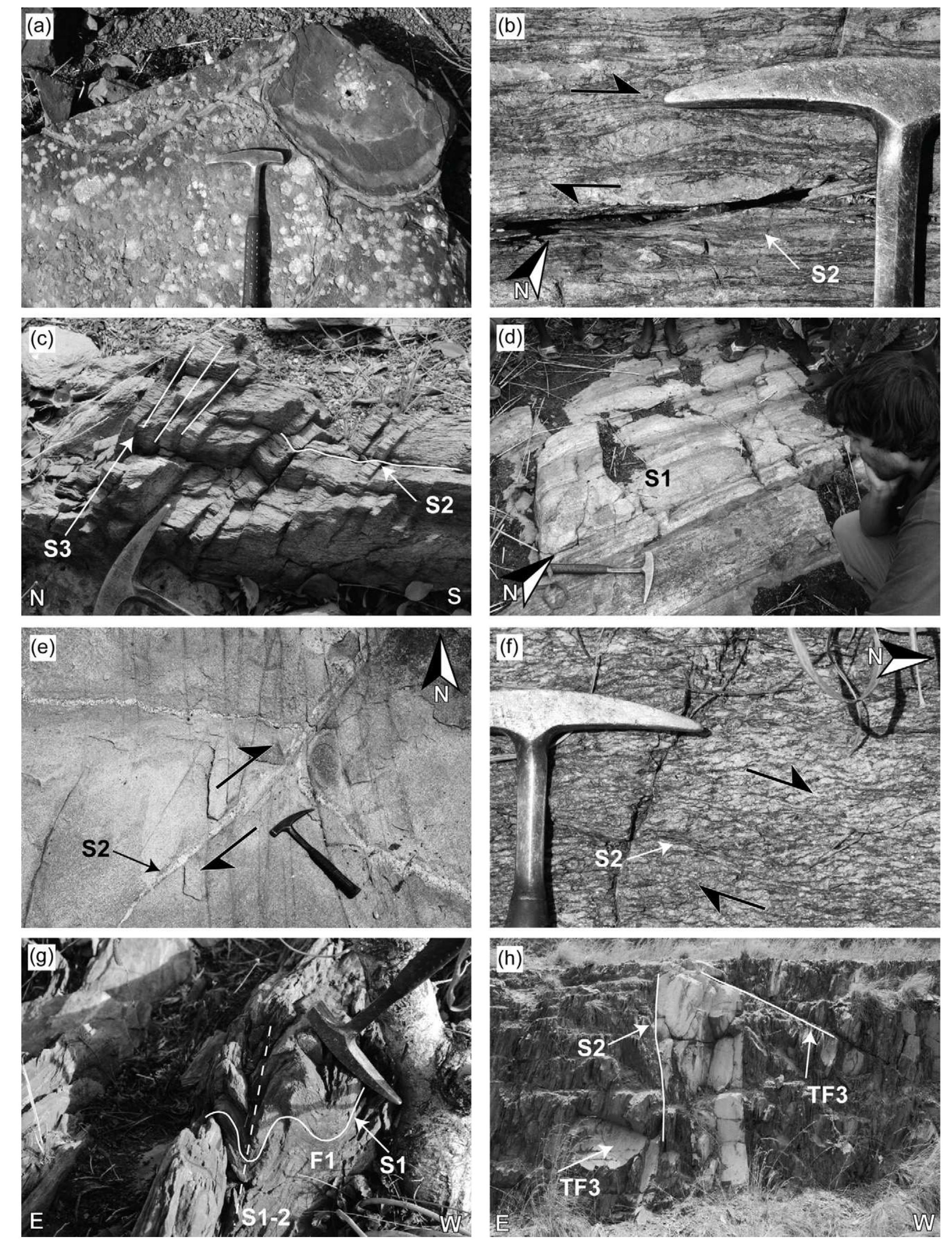 Field photographs of representative structures: (a)