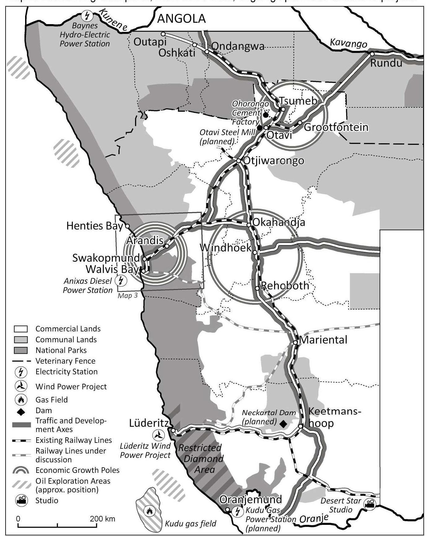 Map 2 shows schematically the geographic distribution of