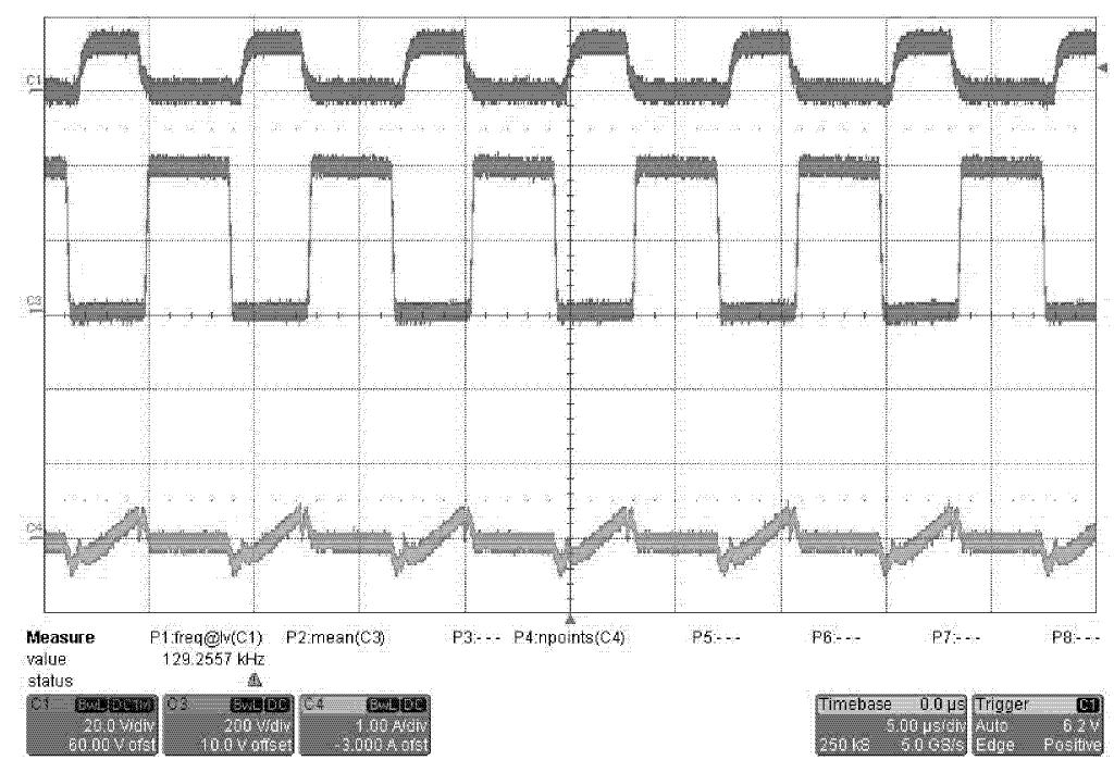 Operation waveforms : 270vac input and no load cl: gate