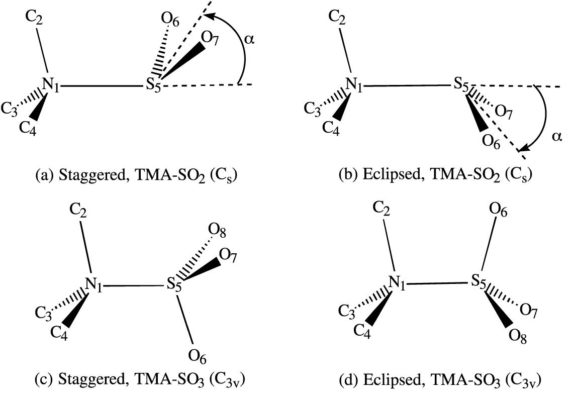 Structures for tma-so, and tma-so3. hydrogen atoms of methyl