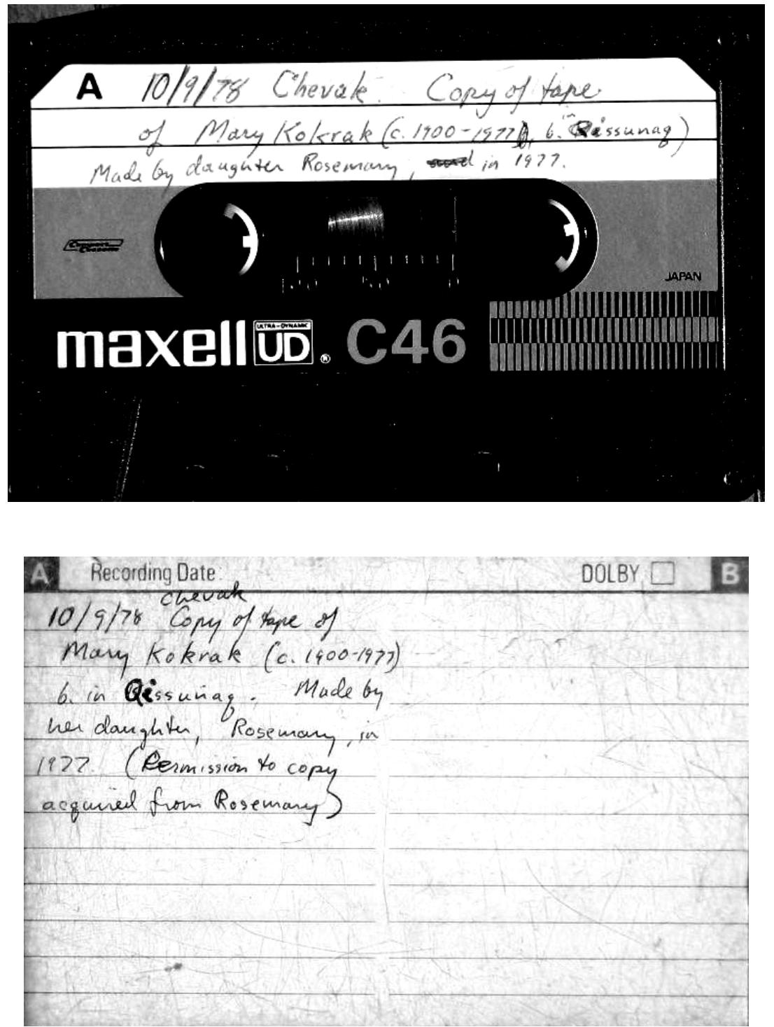 Figure 1: My copy of Rosemary Sylvester’s Tape. 