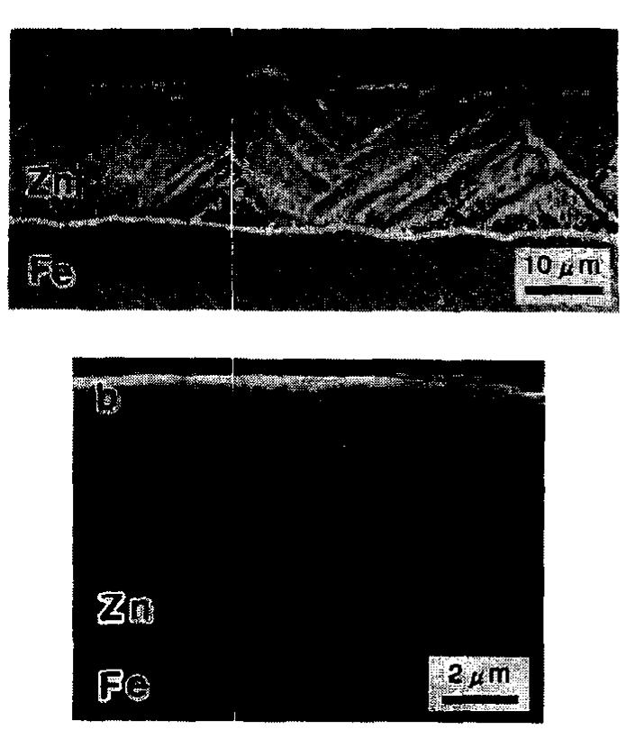 Cross-sectional microstructure of a) specimen a and b)
