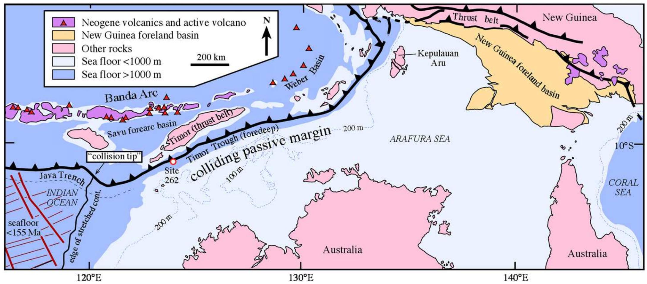 Generalized tectonic map of the ongoing collision zone