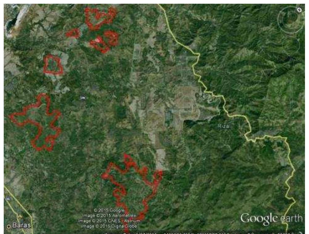 Baras, rizal figure 9. overlay of suitable areas in google