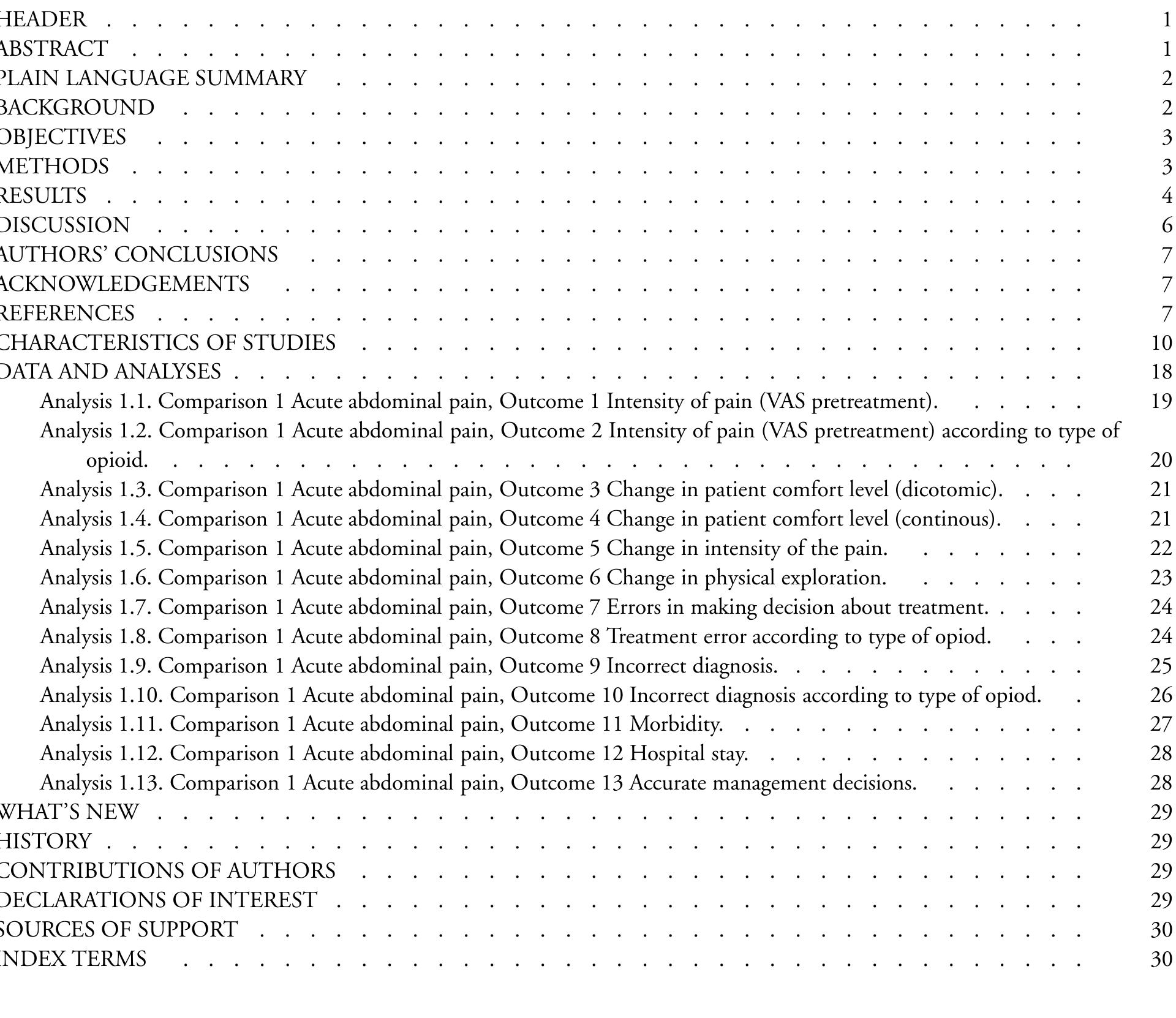 Table 1 - Analgesia in patients with acute abdominal pain