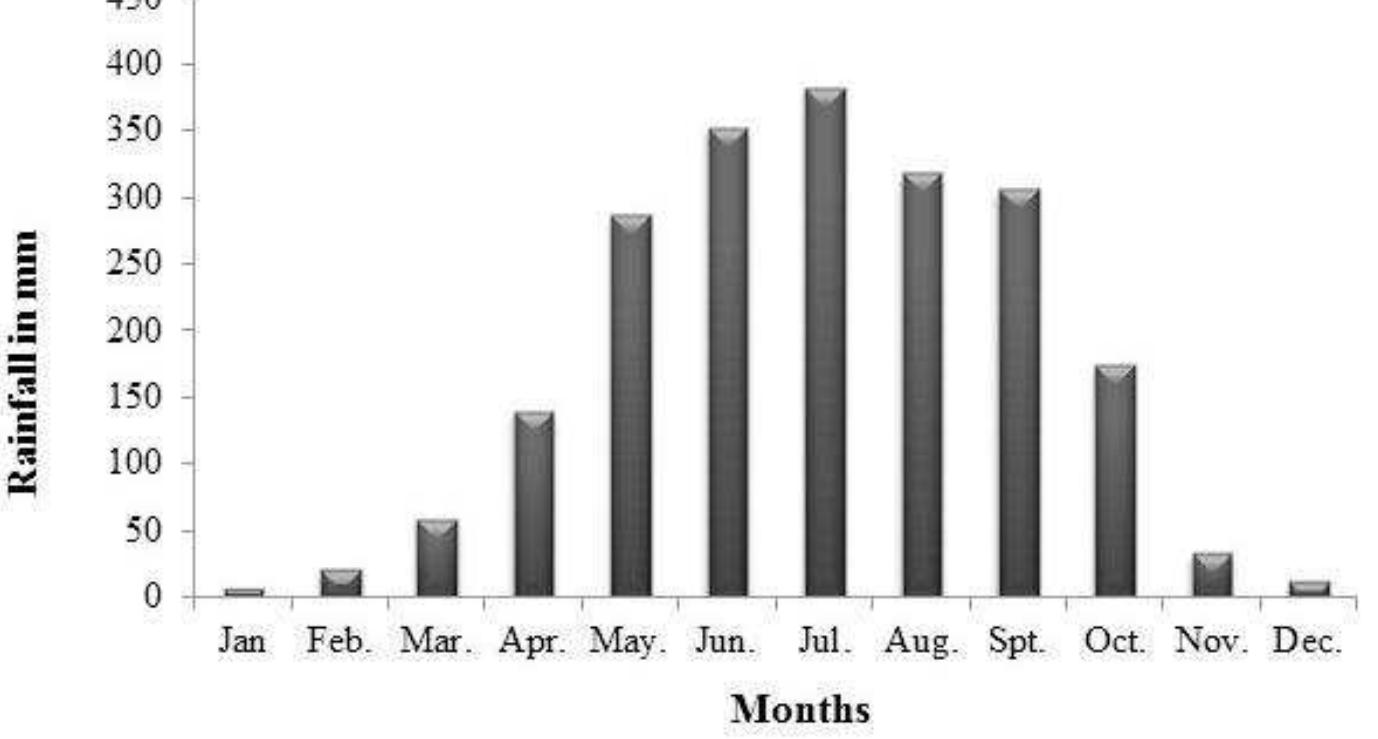 Average monthly rainfall distribution in dhaka city from