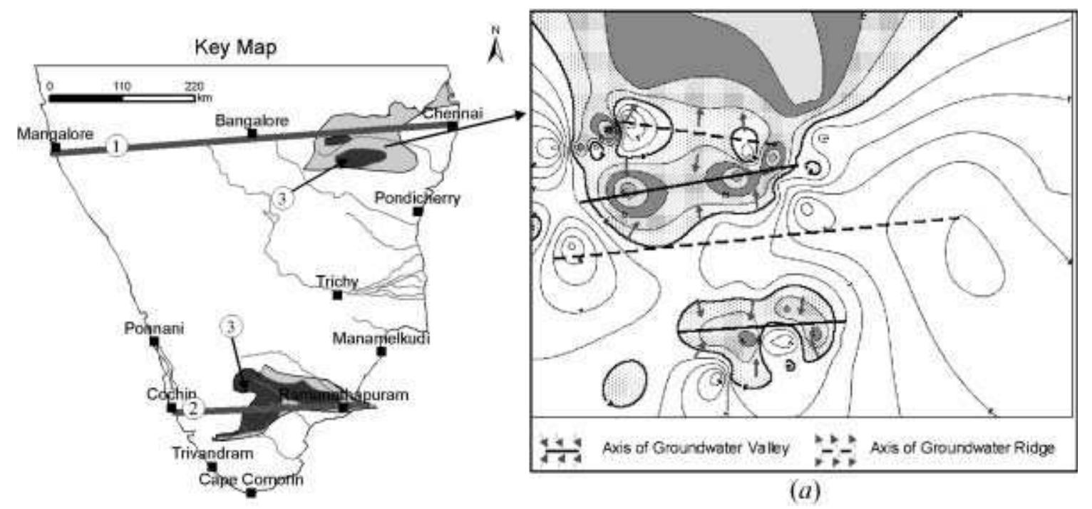 Pattern of groundwater level variations. key map showing the